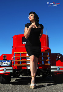 Vikki Fahrenheit poses for a photo at the Rockabilly Reunion. Jillian Danielson/RiverScene