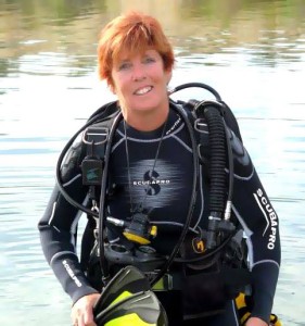 Captain Kathy Weydig preparing for a SCUBA Dive event. Submitted Photo.