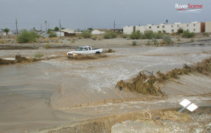 A pickup drives through a wash on Lake Havasu Avenue during a monsoon storm on July 13, 2012. Jillian Danielson/RiverScene 