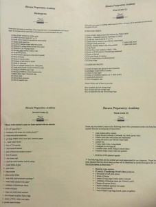 Havasu Prepatory supply list 