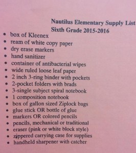 Nautilus supply list