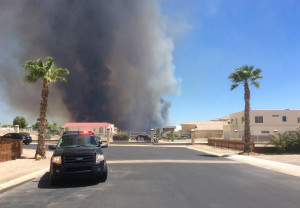 The Willow Fire as seen from Hansen's front yard as she was evacuating. 