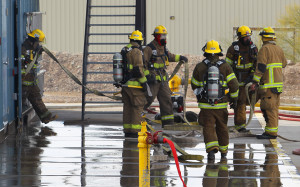 Firefighters train Friday morning during a Live Burn. Jillian Danielson/RiverScene 