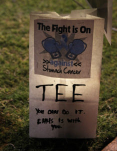 A luminary is lit Friday night during Relay For Life.  Jillian Danielson/RiverScene 