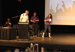 Jane Silverstein receives the Principal's Leadership Award Thursday morning at Lake Havasu High School. Jillian Danielson/RiverScene 