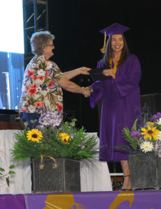 A student receives her diploma Thursday evening at Lake Havasu High School. Jillian Danielson/RiverScene 