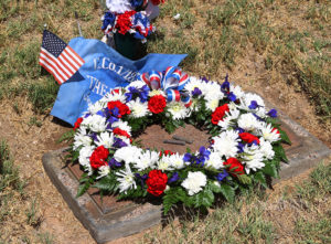 A wreath was laid on Patrick Tinnell's headstone by the Military Moms on Memorial Day. Jillian Danielson/RiverScene 