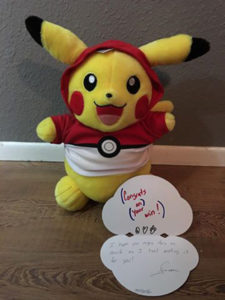 A Build A Bear Pikachu was donated by Susan Warner of New Orleans. 