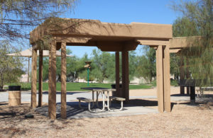 Picnic benches are available for use at Realtor Park. Jillian Danielson/RiverScene 