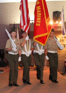 The Young Marines carry the colors Wednesday evening during a Veteran's appreciation dinner. Jillian Danielson/RiverScene 
