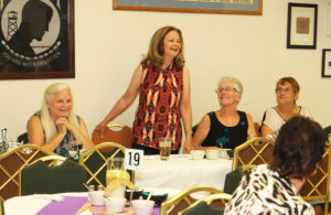 Kathy Sammons speaks to the Ladies Auxiliary Monday evening at a dinner. Jillian Danielson/RiverScene 