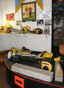 McCulloch chainsaws sit on display at the Visitor's Center. Jillian Danielson/RiverScene 