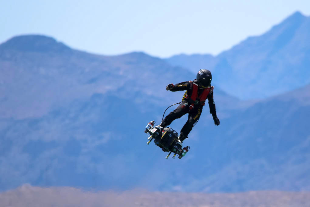 Lake Havasu and its surrounding mountains, provide some breathtaking photo ops for Zapata Racings, Franky Zapata and his new Flyboard Air. Ken Gallagher/RiverScene