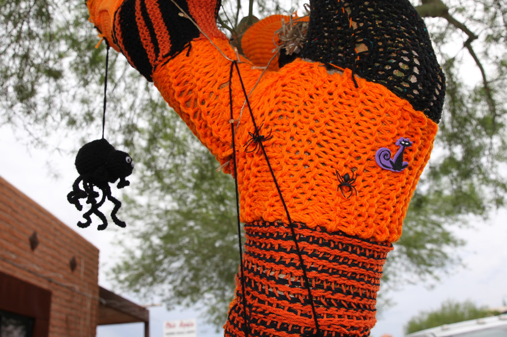 Knotty Knitters Decorate Trees On McCulloch