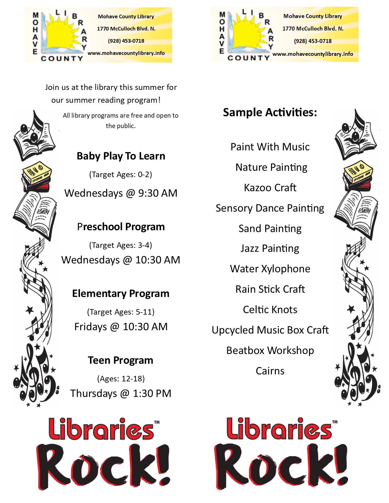 2018 Summer Reading Program Activities