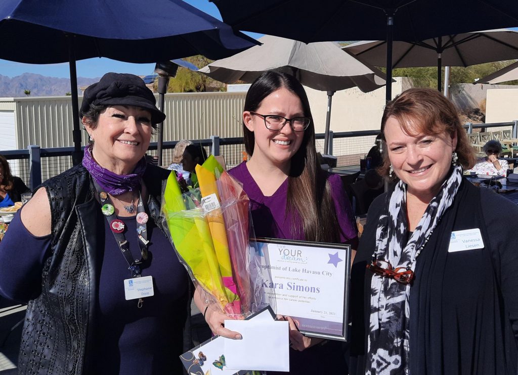 Kara Simons Receives Soroptimist International of Lake Havasu Live Your Dream Award