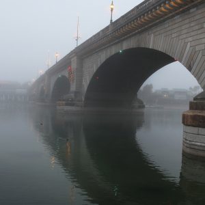 London Bridge in Lake Havasu City, AZ foggy day Photo Jillian Danielson RiverScenemagazine.com