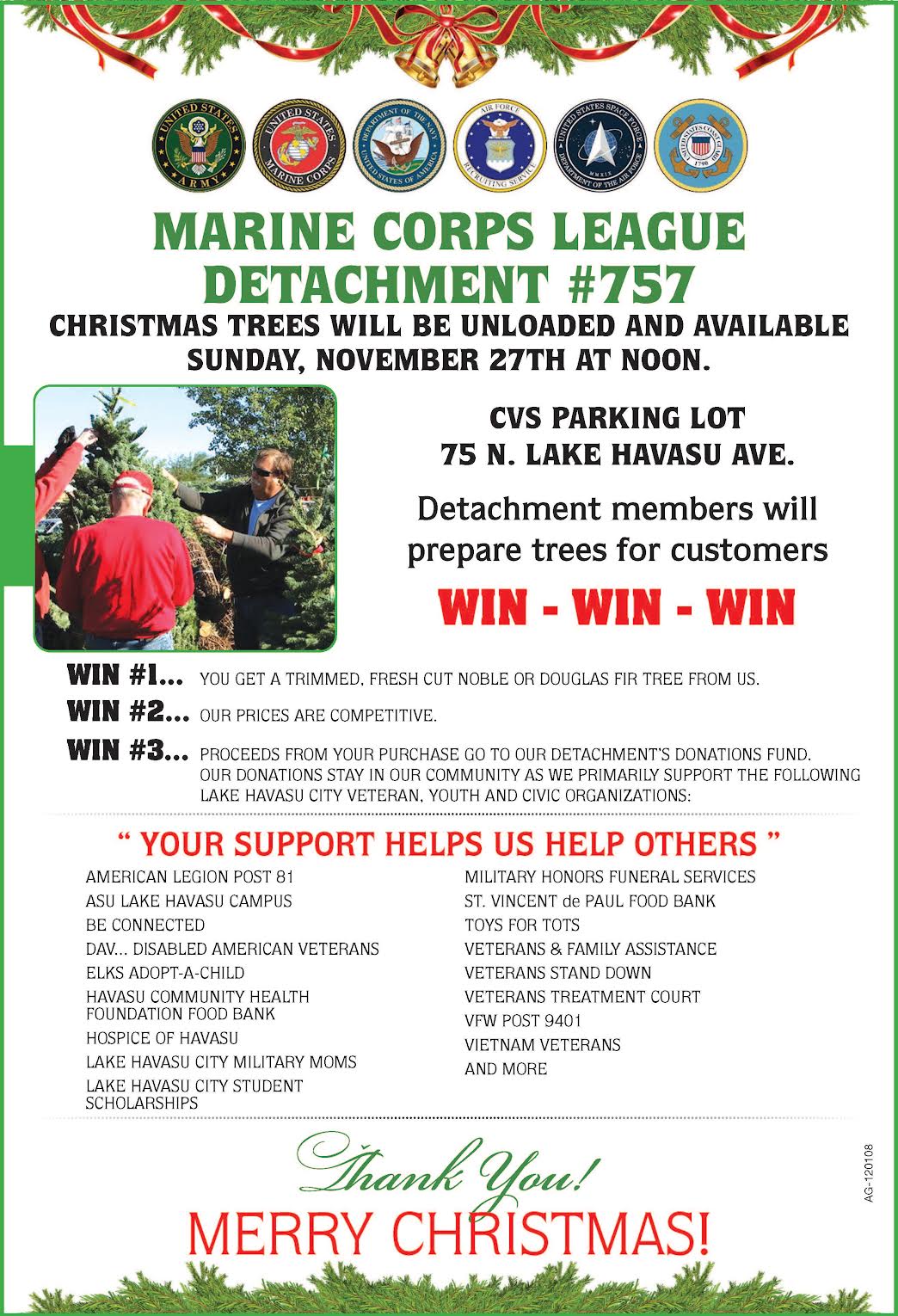 Marine Corps League Live Christmas Trees Sale