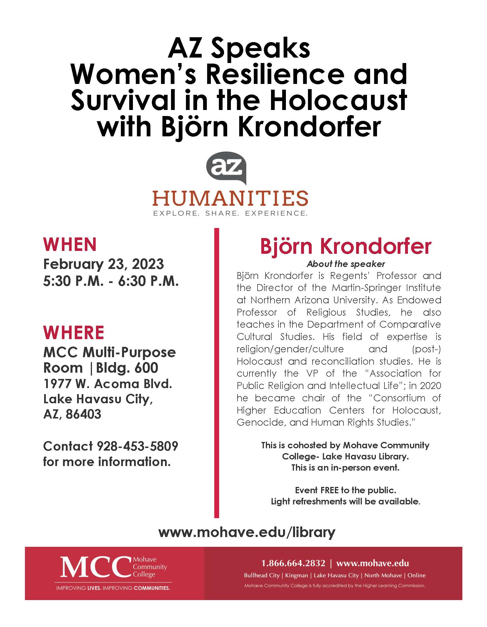 AZ Speaks – Women’s Resilience and Survival in the Holocaust with Björn Krondorfer