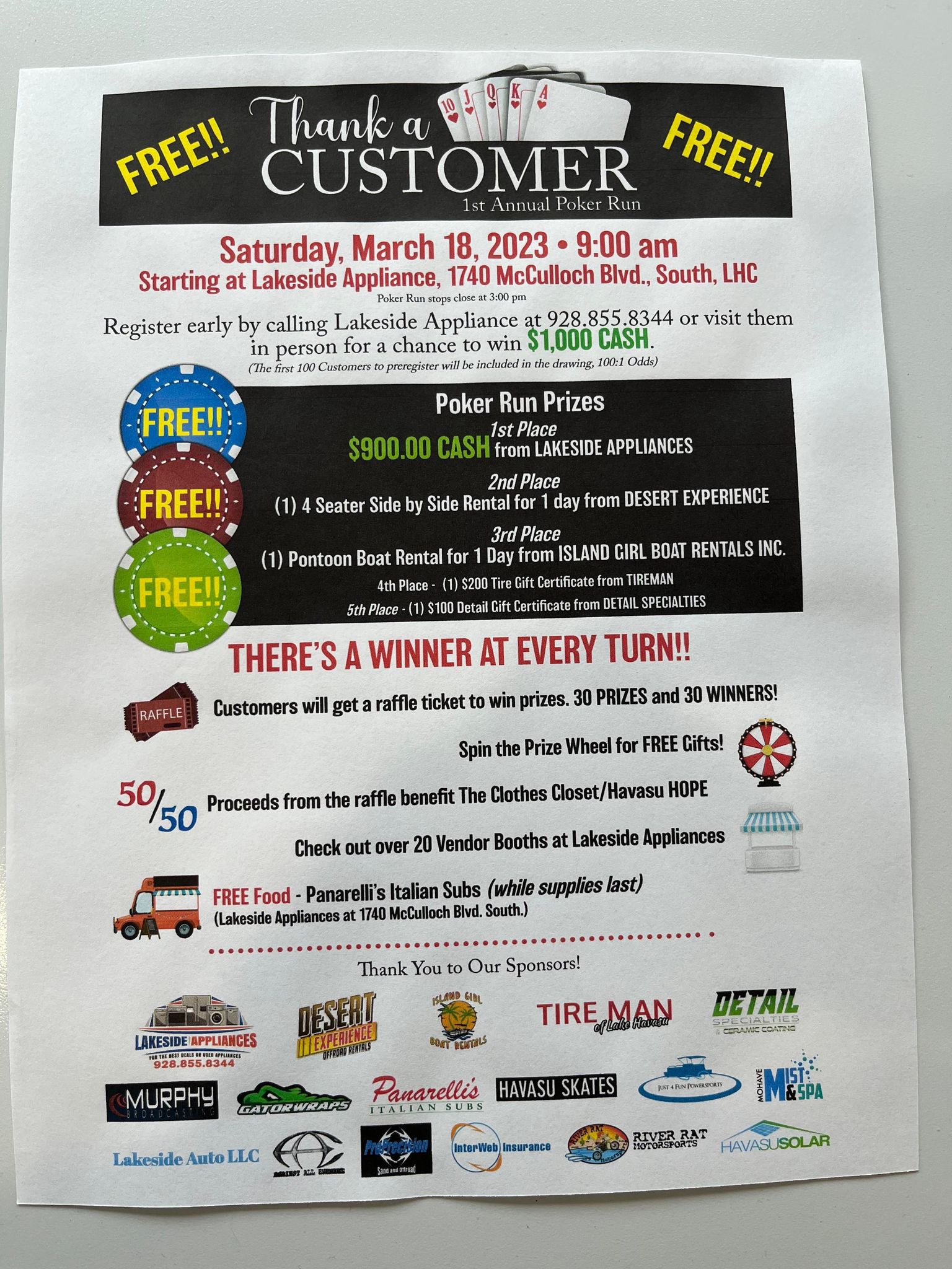 Thank a Customer Poker Run