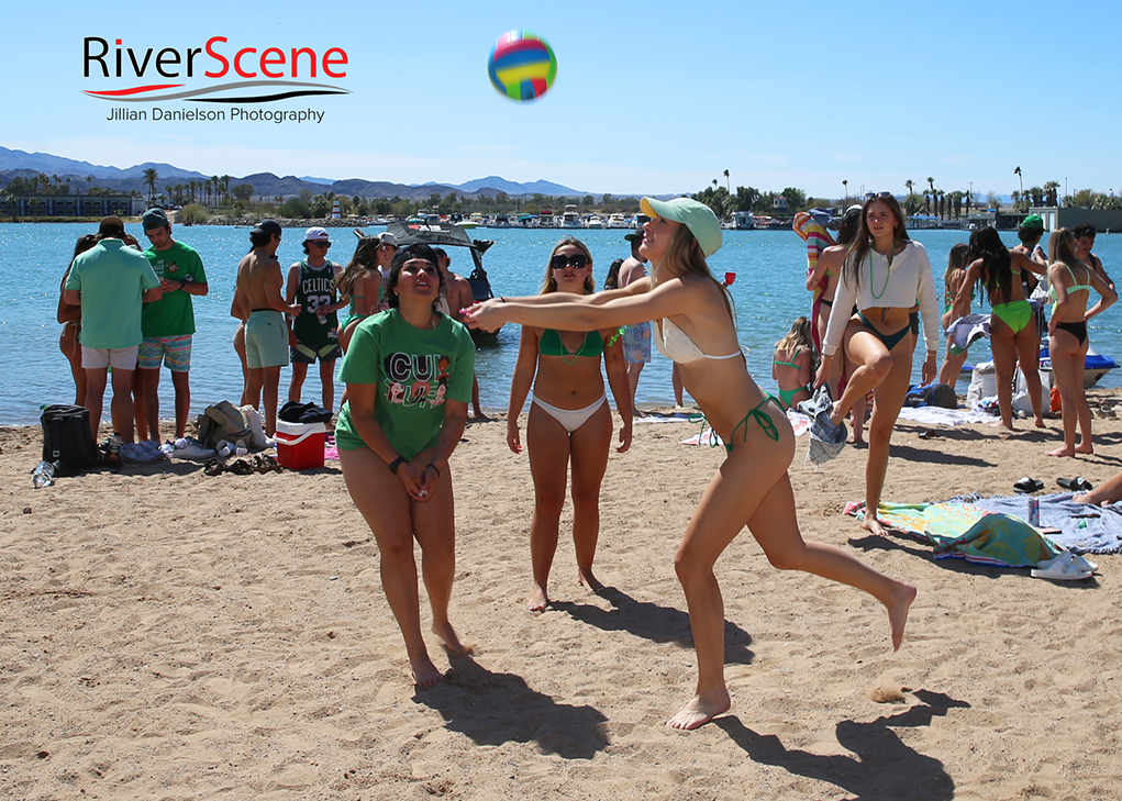 Spring Breakers party at Rotary Beach Friday afternoon. Jillian Danielson/RiverScene 