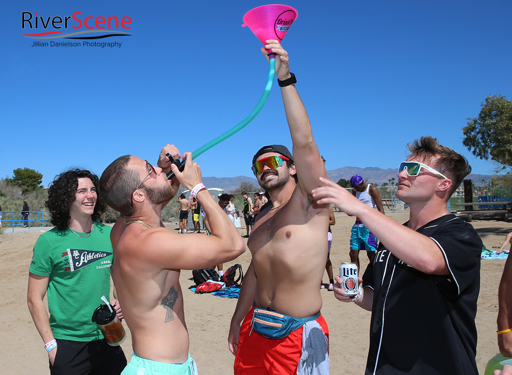 Spring Breakers party at Rotary Beach Friday afternoon. Jillian Danielson/RiverScene 