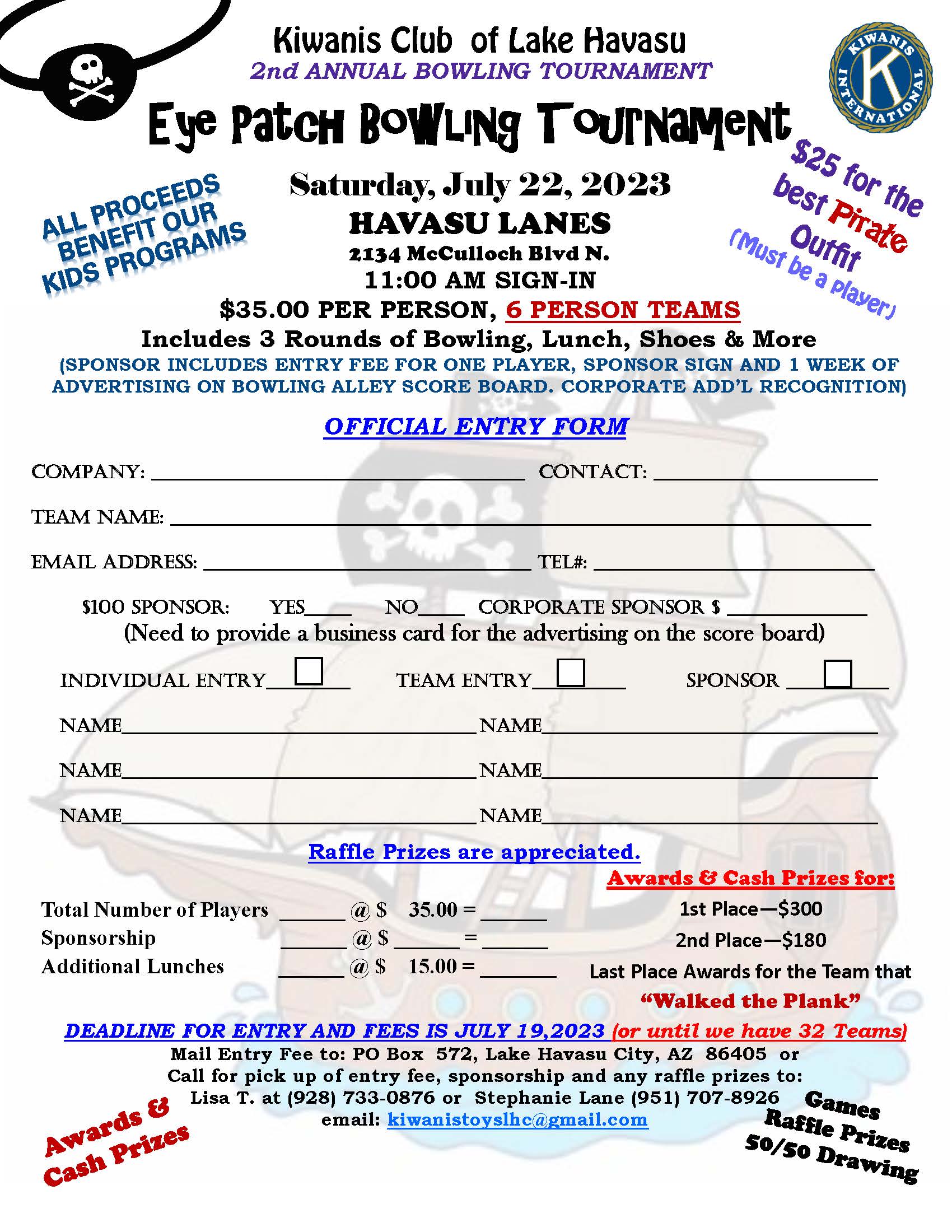 2nd Annual Kiwanis of Lake Havasu Bowling Tournament