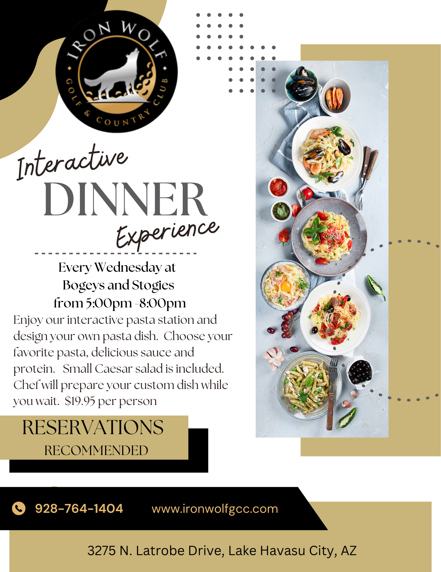 Interactive Pasta Night at the Iron Wolf Golf and Country Club