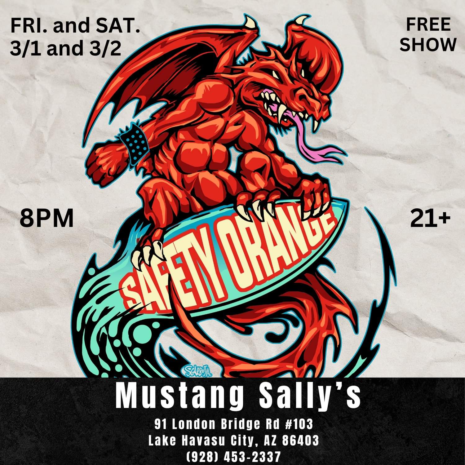 Safety Orange Live @Mustang Sally’s Saloon