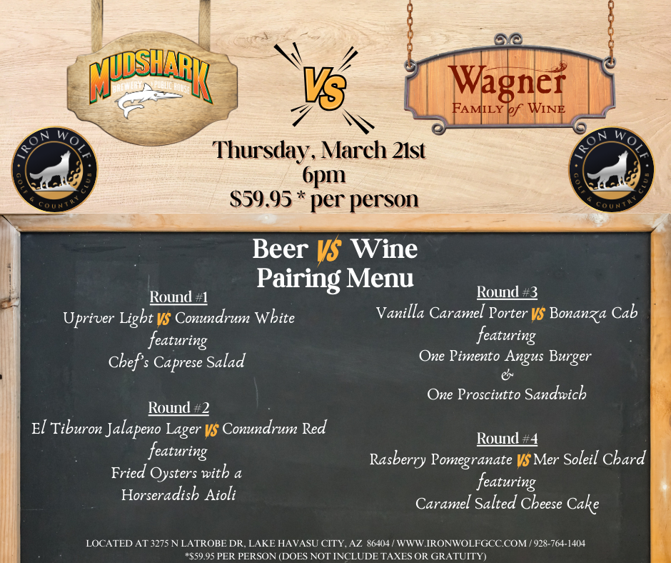 ** BEER VS. WINE AT THE IRON WOLF GOLF AND COUNTRY CLUB **