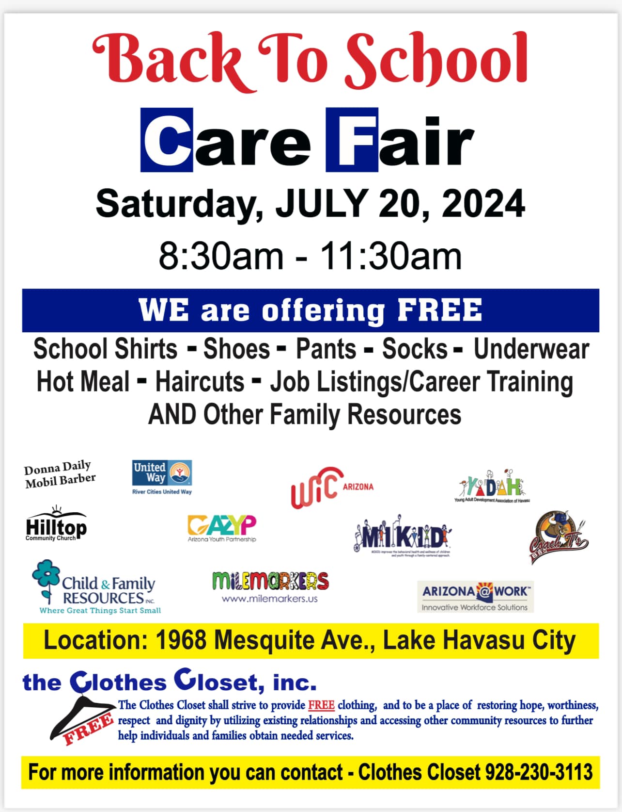 The Clothes Closet Back To School Care Fair