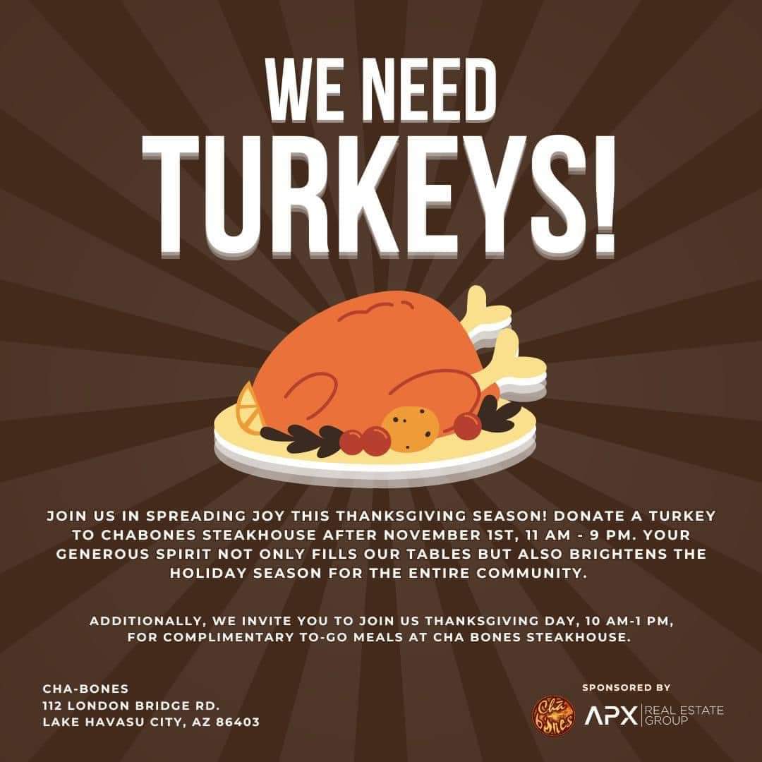 APX Turkey Collection Drive At Cha-Bones