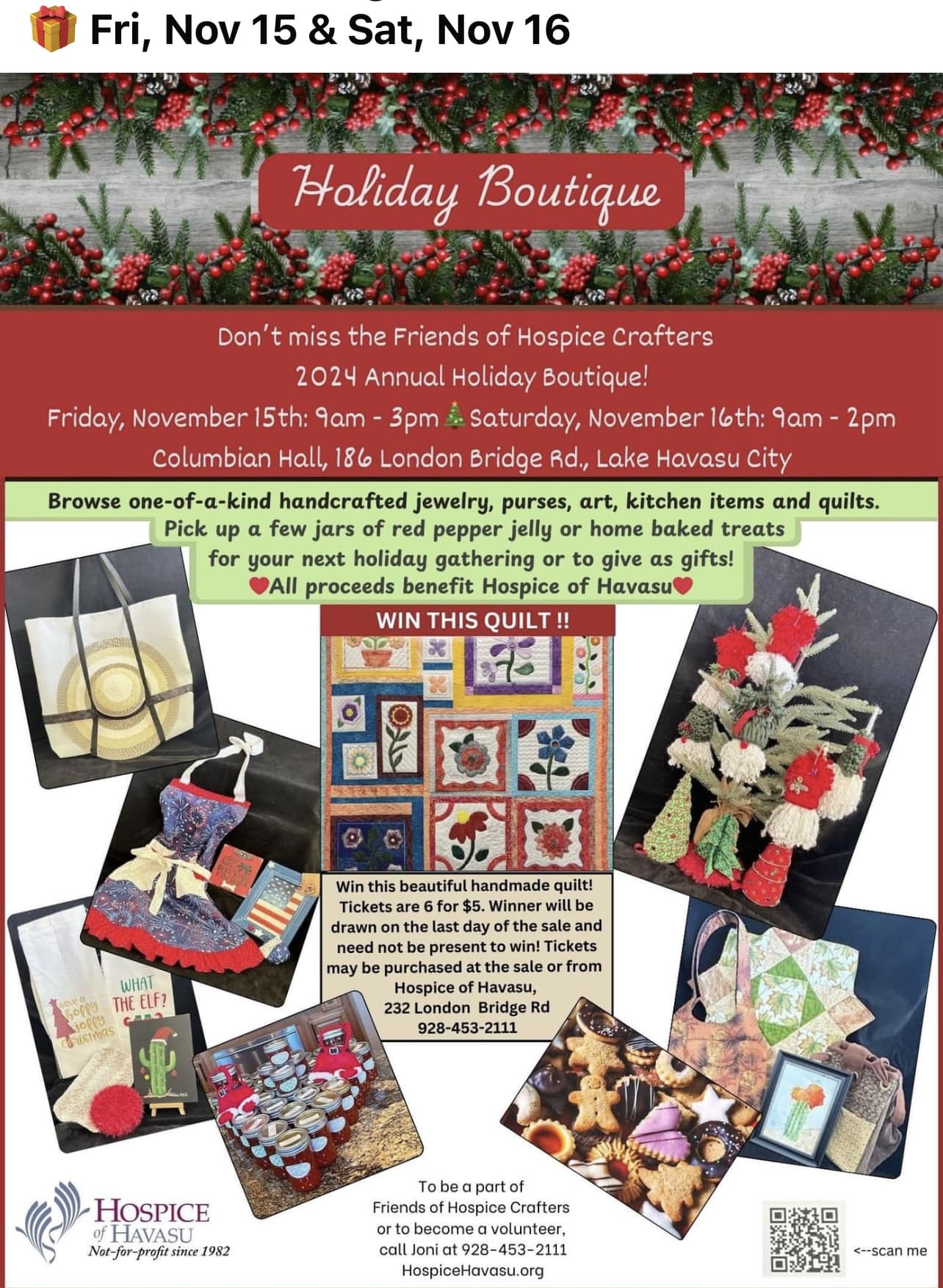 The Friends of Hospice Crafters Annual Holiday Boutique