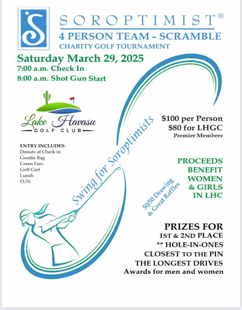 Soroptimist Golf Tourney Set For March 29