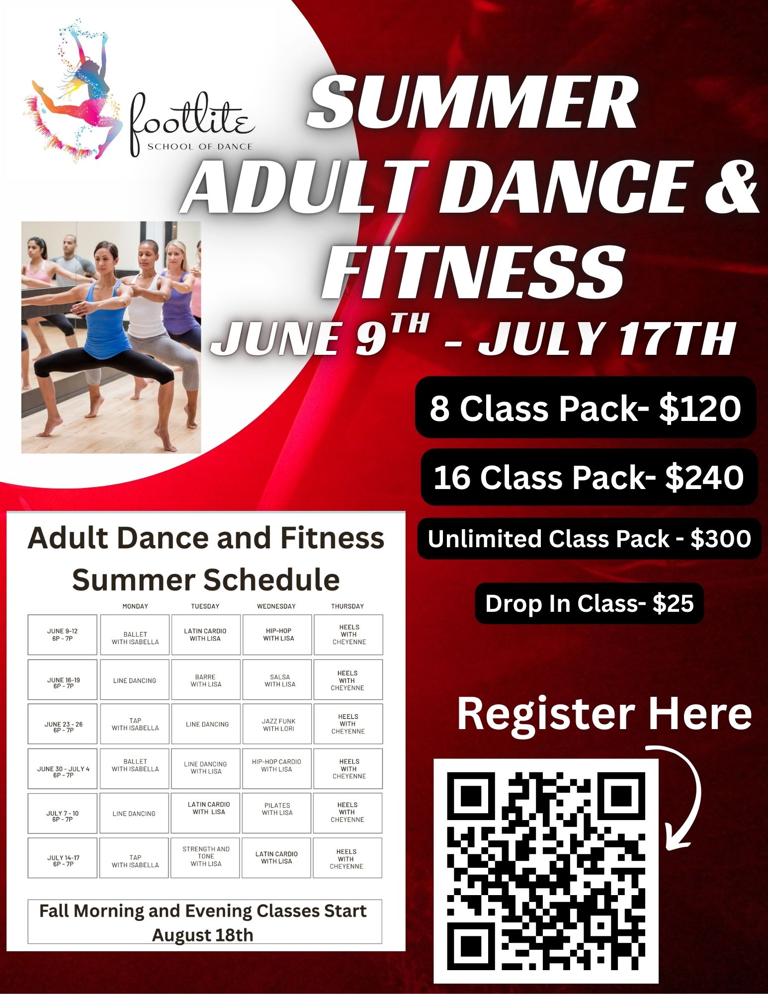 Adult Dance and Fitness Summer Classes