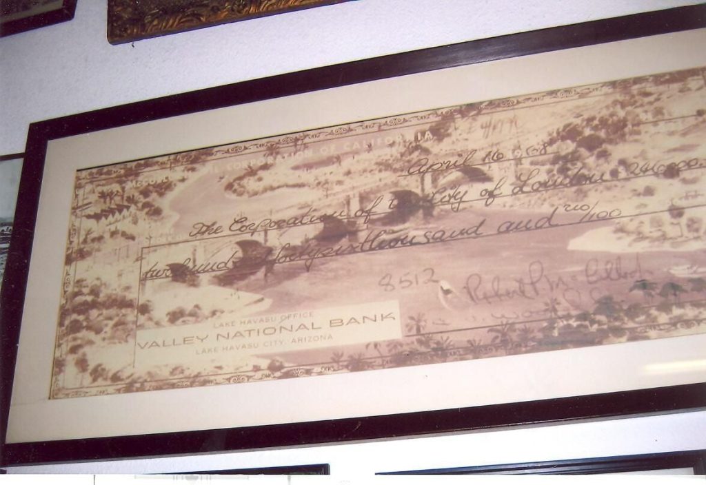 Lake Havasu Museum of History London Bridge Check 