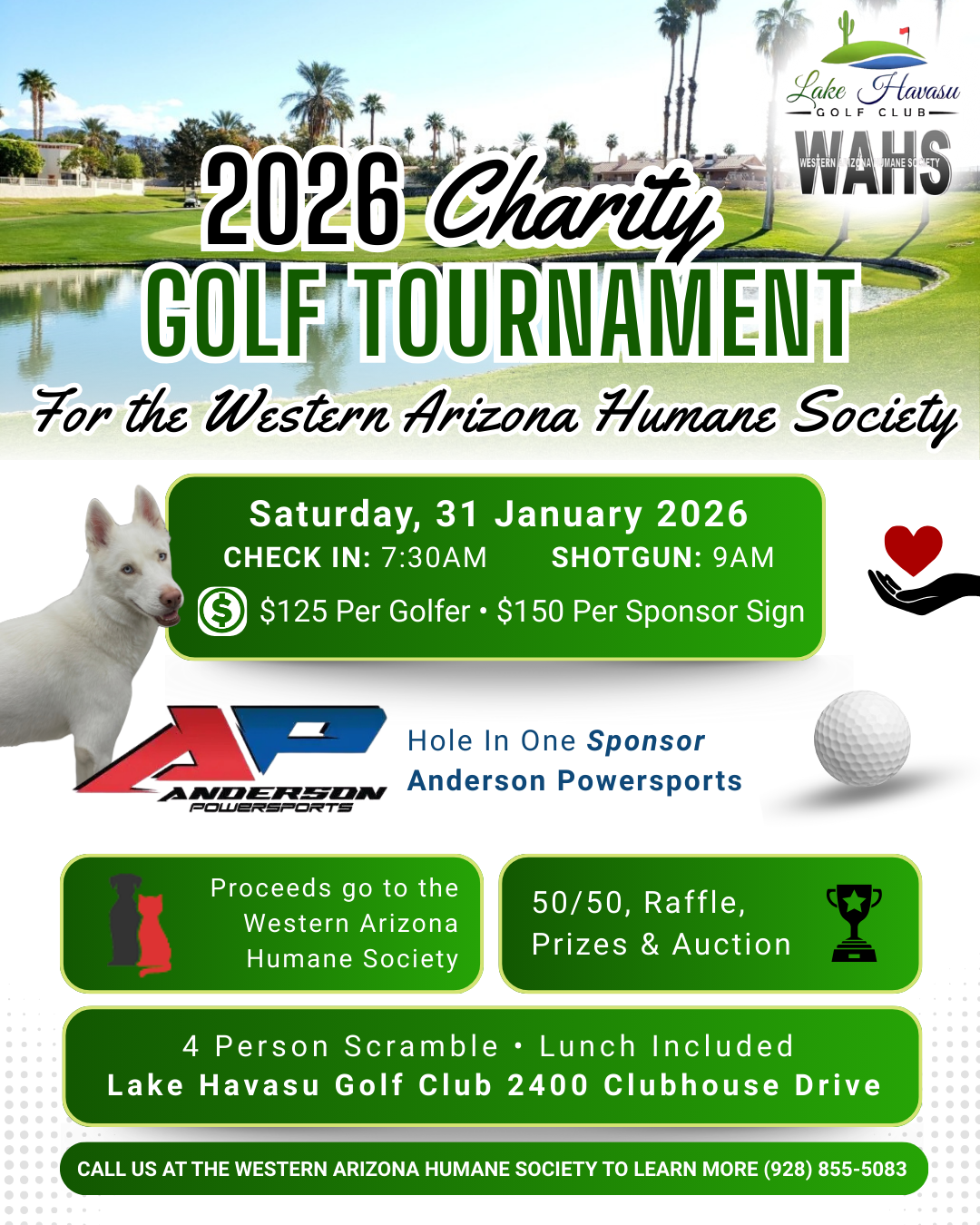 2026 Charity Golf Tournament benefiting the Western Arizona Humane Society at Lake Havasu Golf Club!
