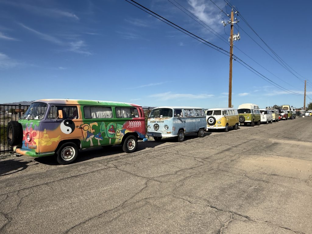 Busses by the bridge