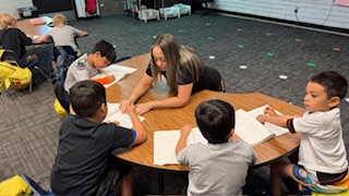 Bravata teaches her kindergarten students at Havasupai Elementary