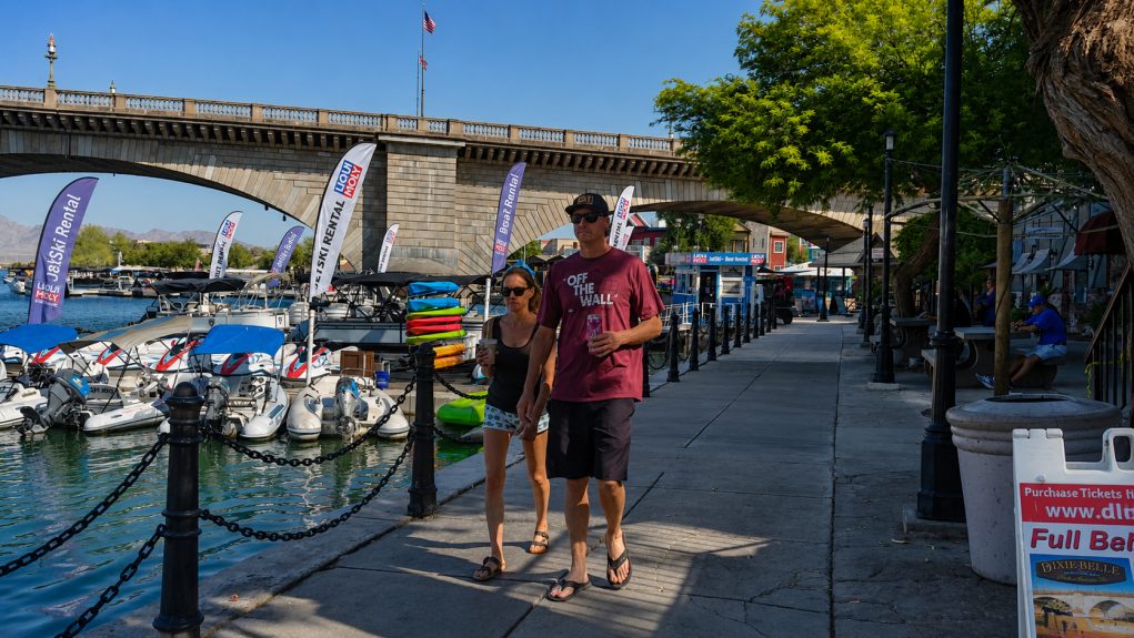 Walking Community Staying  Active At Lake Havasu Parks And Channel