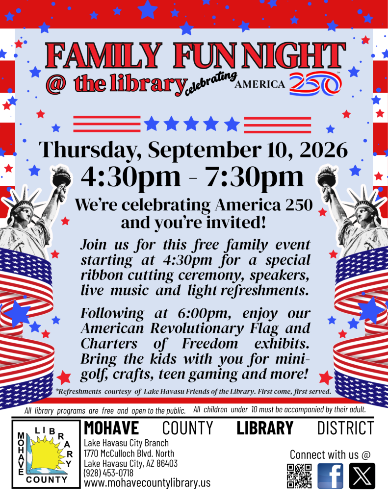 Family Fun Night at the Library Celebrating America 250!